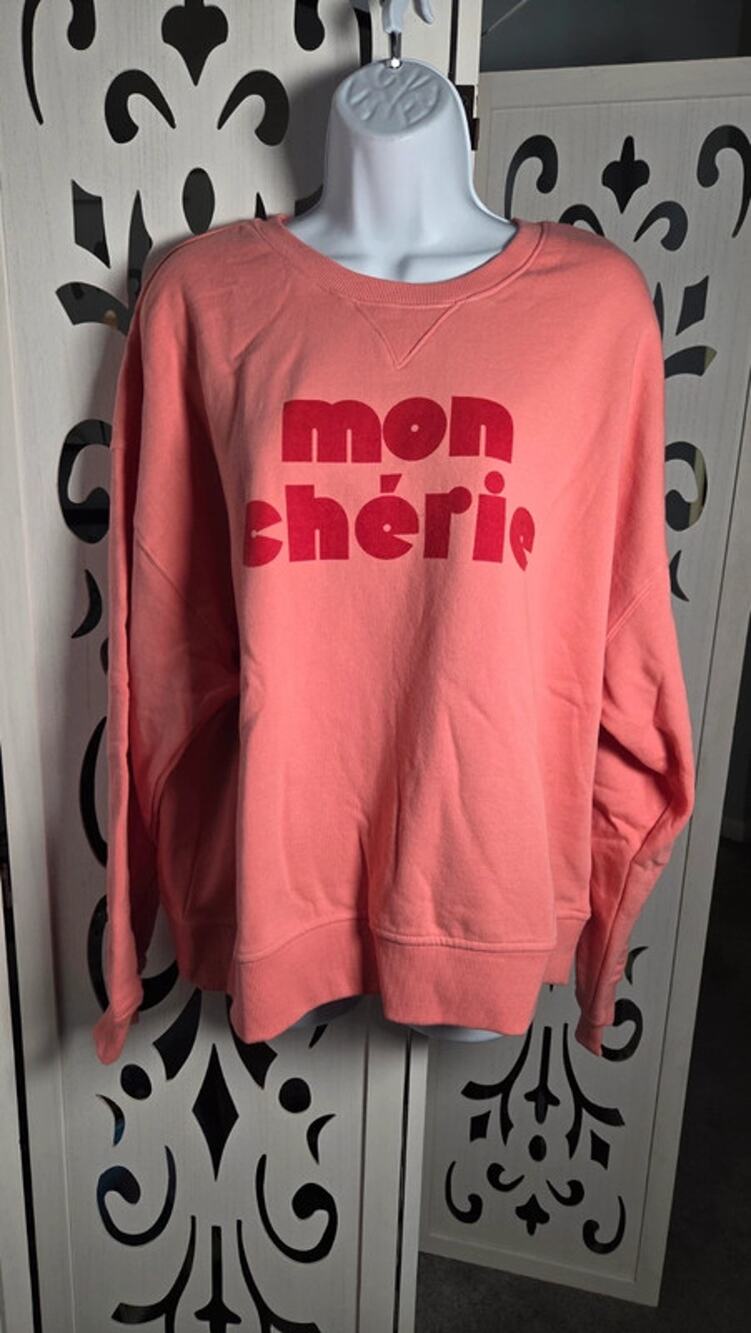 Universal Thread Mon Chérie Pink Fleece Graphic Sweatshirt Fall Winter Large NWT